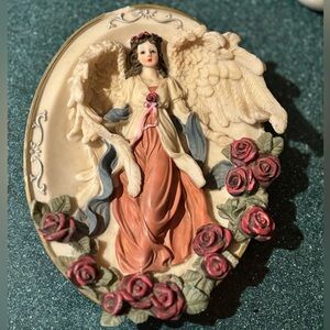 Vintage Elegant Angel Wall Art with Roses